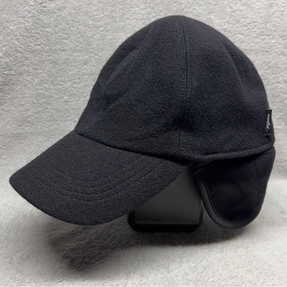Wigens Wool Baseball Cap With Ear Flaps Size 7 1/4 (58) Black Made In Estonia
